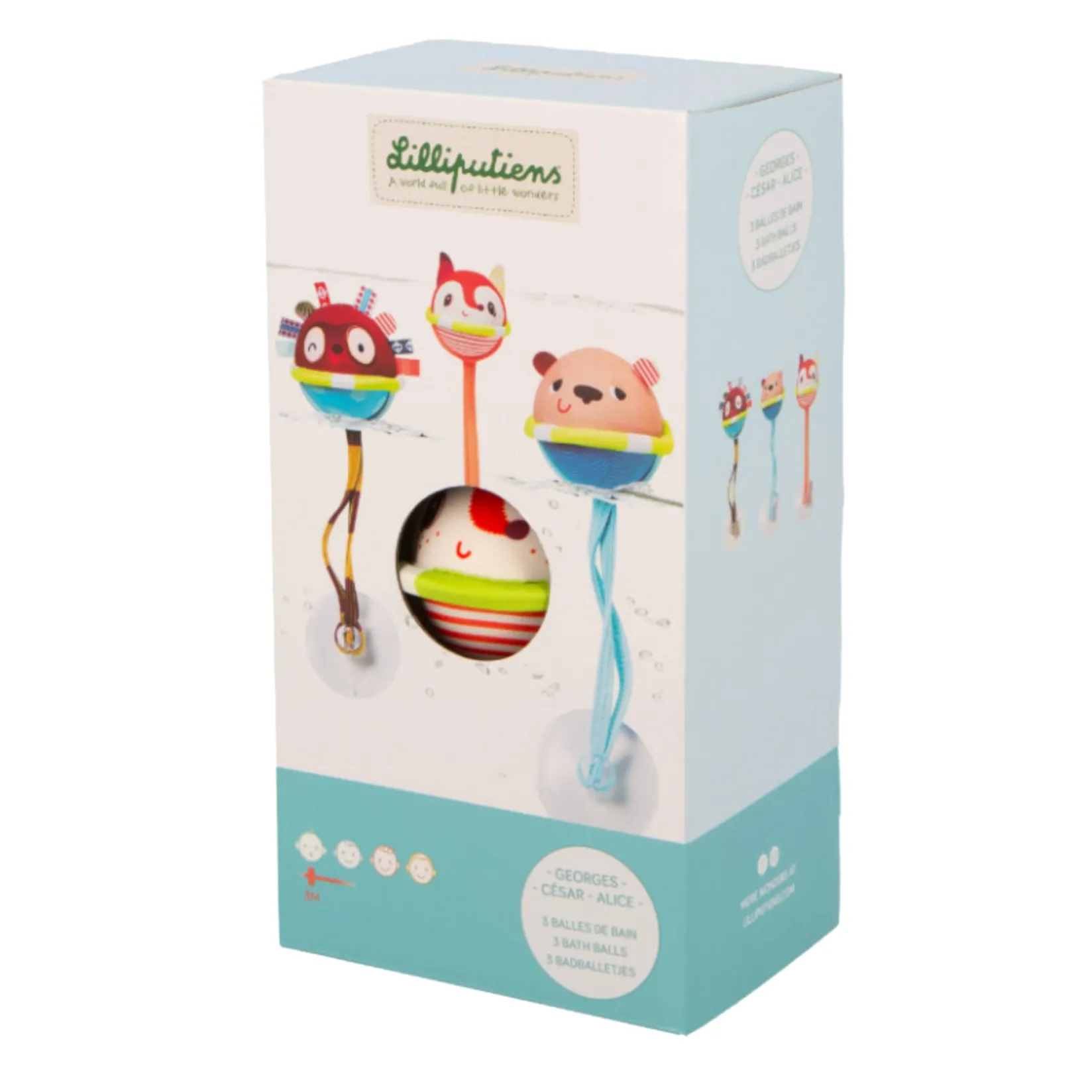 Bath Toys|Bath Accessories>Lilliputiens 3 Balles De Bain À Ventouses