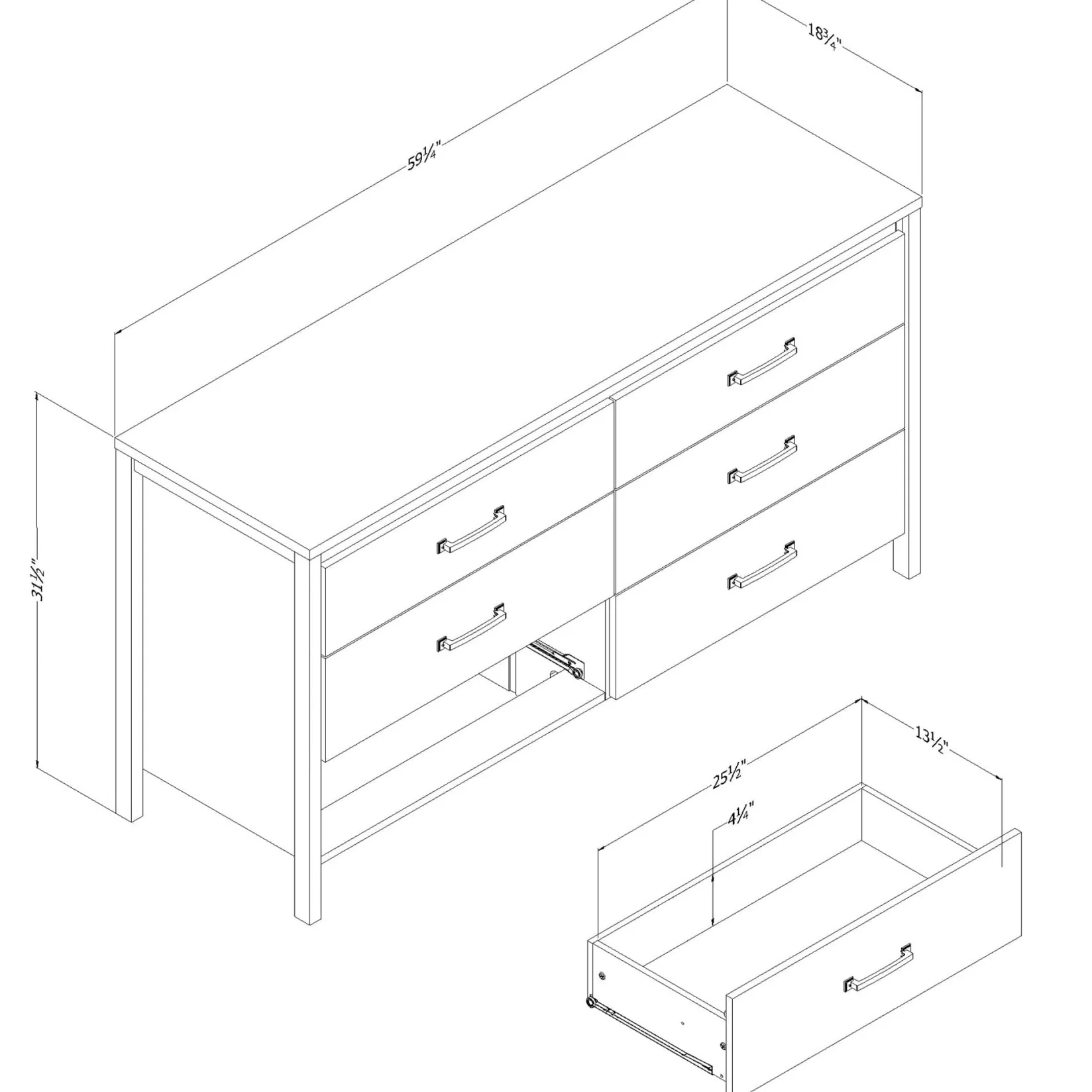 Storage Furniture>South Shore 6 Drawer Dresser - Gravity Pure White