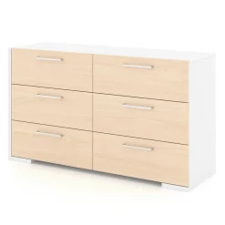 Storage Furniture>Meuble Meq 6 Drawers Chest - White Natural