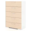 Online 5 Drawers Chest - White Natural Storage Furniture