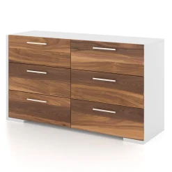 Hot 6 Drawers Chest - White Walnut Storage Furniture