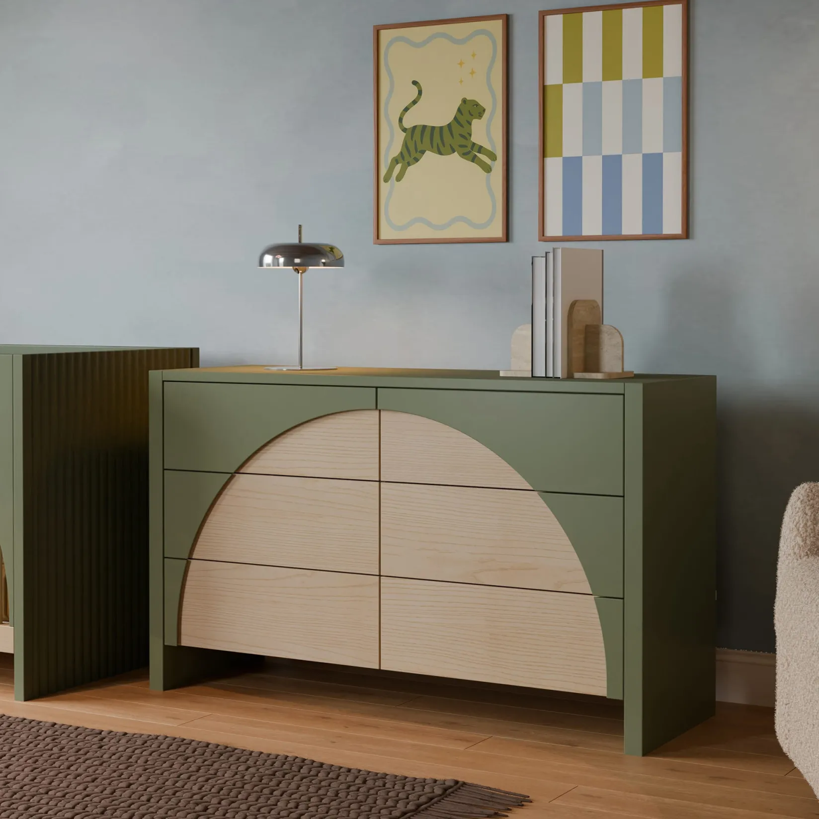 Online 6 Drawers Chest Moab - Olive/Ash (Assembled) Storage Furniture