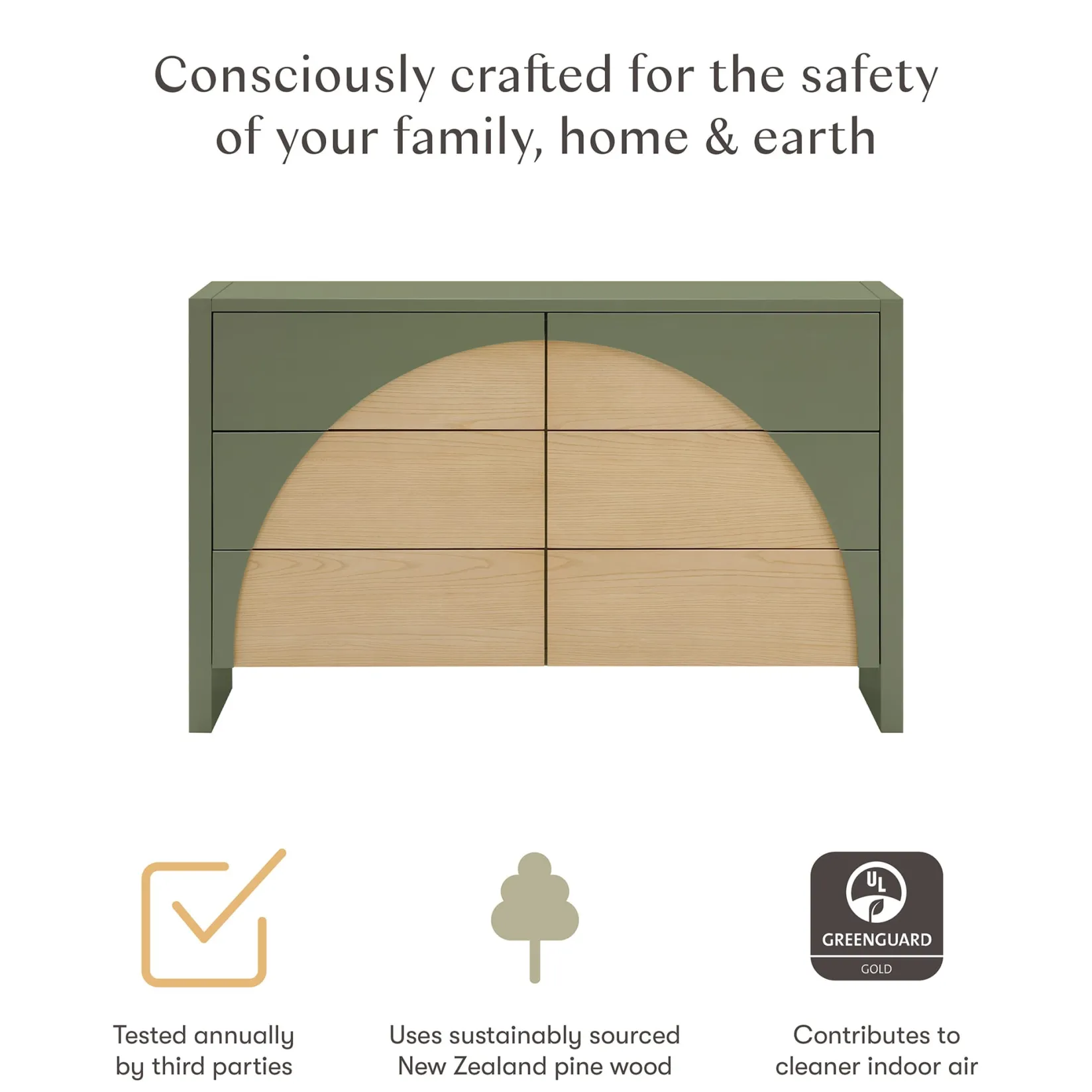 Online 6 Drawers Chest Moab - Olive/Ash (Assembled) Storage Furniture