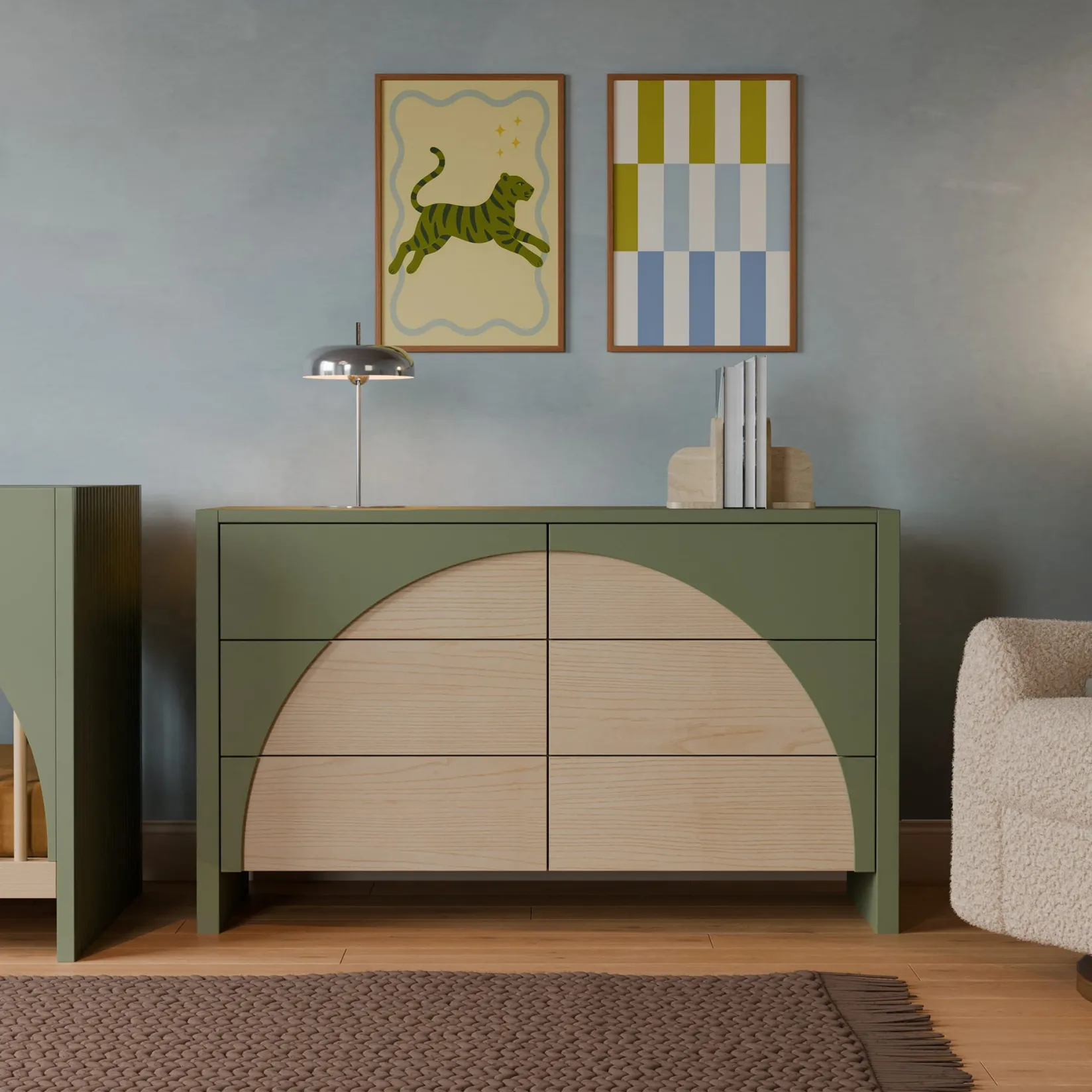 Online 6 Drawers Chest Moab - Olive/Ash (Assembled) Storage Furniture