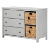 Changing Tables>South Shore 3 Drawers Dresser with Cotton Candy Baskets - Soft Gray