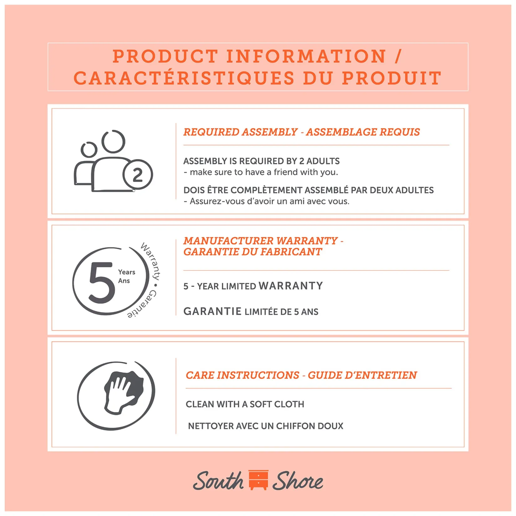 Storage Furniture>South Shore 5 Drawers Spark - White