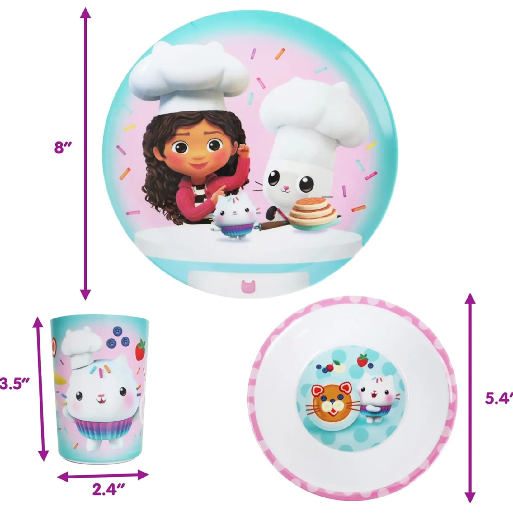 Hot 3 Pieces Set - Gabby's Dollhouse Kids Breastfeeding|Tableware