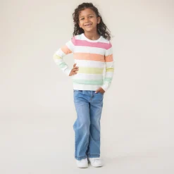 Fleeces And Sweatshirts|Tops>Nano Aloha Striped Sweater 2-12 Ivory