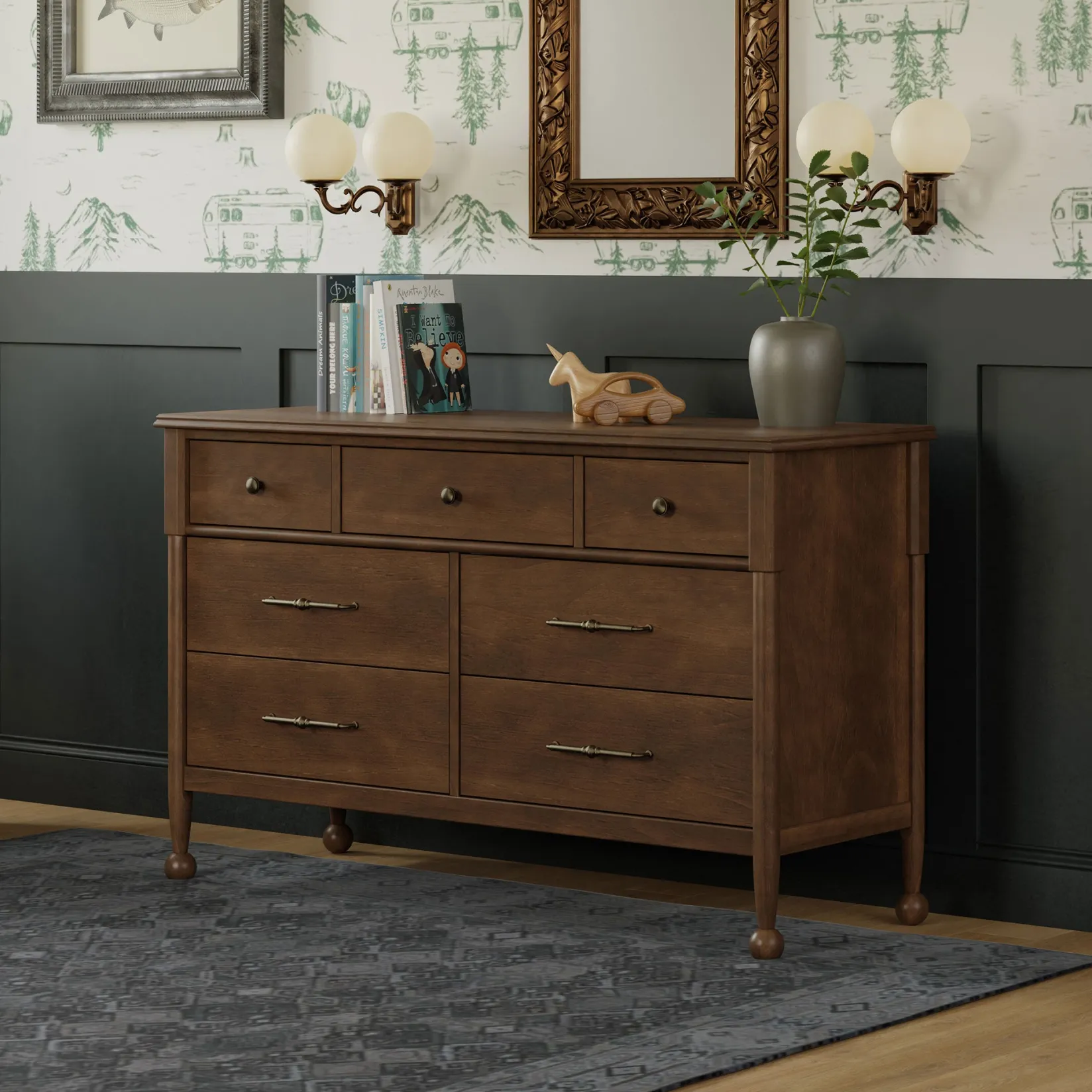 Storage Furniture>Namesake Alouette 7-Drawer Assembled Dresser - Natural Walnut