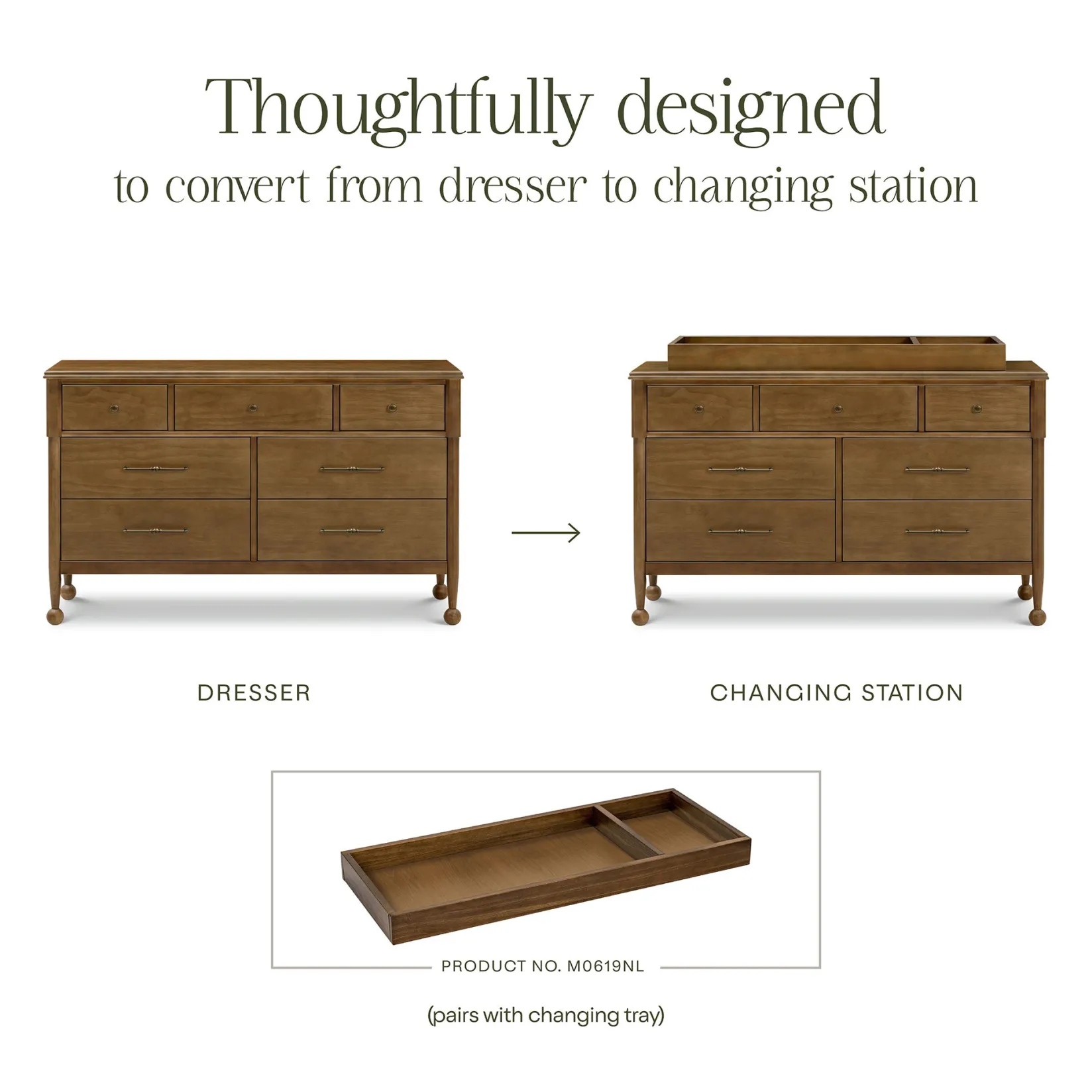 Storage Furniture>Namesake Alouette 7-Drawer Assembled Dresser - Natural Walnut