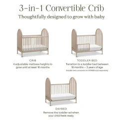 Alouette 3-in-1 Convertible Spindle Crib - Washed Pine Cribs & Mattresses|Cribs & Mattresses