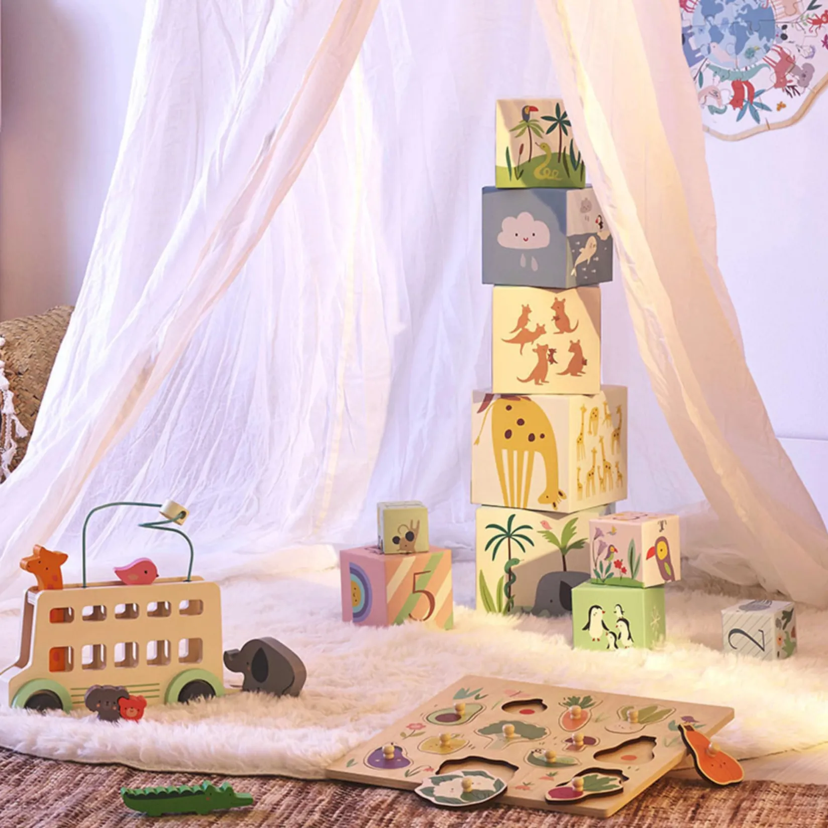 Wooden Toys>Vilac Animals Bus