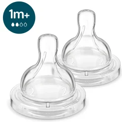 Bottles & Nipples|Breastfeeding>Philips Avent Anti-colic Flow 2 Nipples 1m (2)