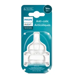 Bottles & Nipples|Breastfeeding>Philips Avent Anti-colic Flow 2 Nipples 1m (2)