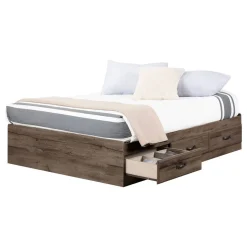 Hot Asten Double Bed with 3 Storage Drawers - Fall Oak Twin, Full & Queen Beds