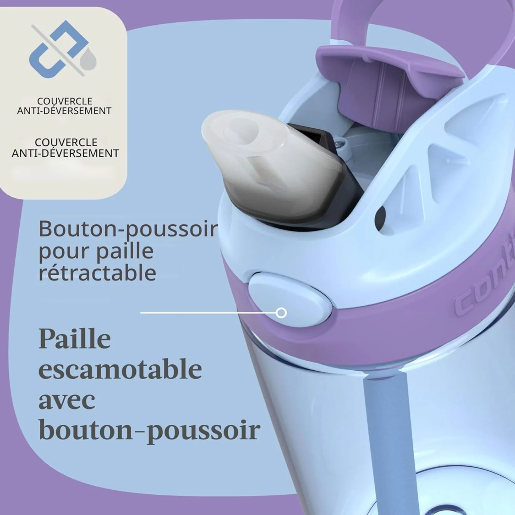 Tableware|Bottles & Insulated Bottles>Contigo Aubrey Leak-Proof Spill-Proof Water Bottle - 14oz Amethyst