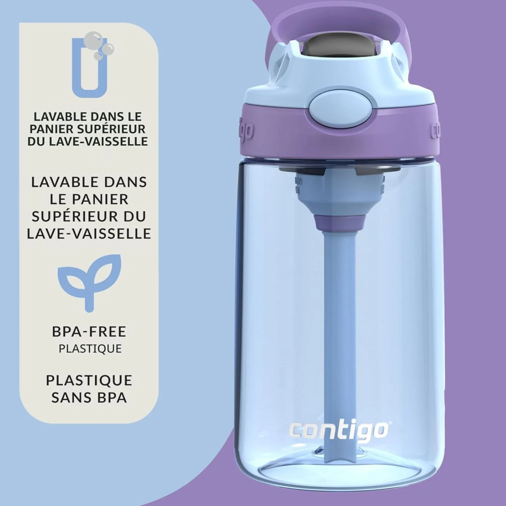 Tableware|Bottles & Insulated Bottles>Contigo Aubrey Leak-Proof Spill-Proof Water Bottle - 14oz Amethyst