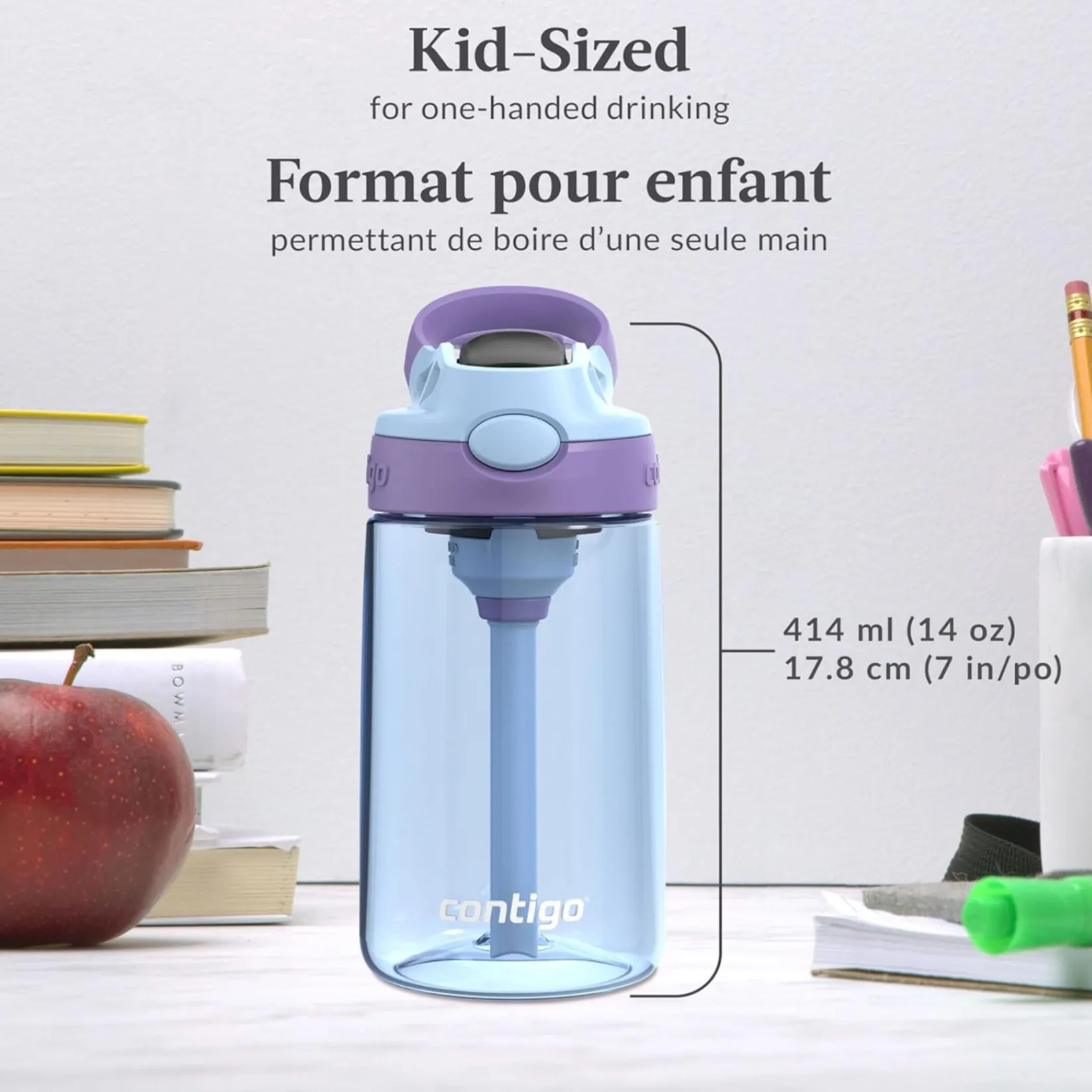 Tableware|Bottles & Insulated Bottles>Contigo Aubrey Leak-Proof Spill-Proof Water Bottle - 14oz Amethyst