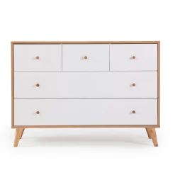 Clearance Austin 5 Drawers Dresser - Whthe / Red Oak Storage Furniture