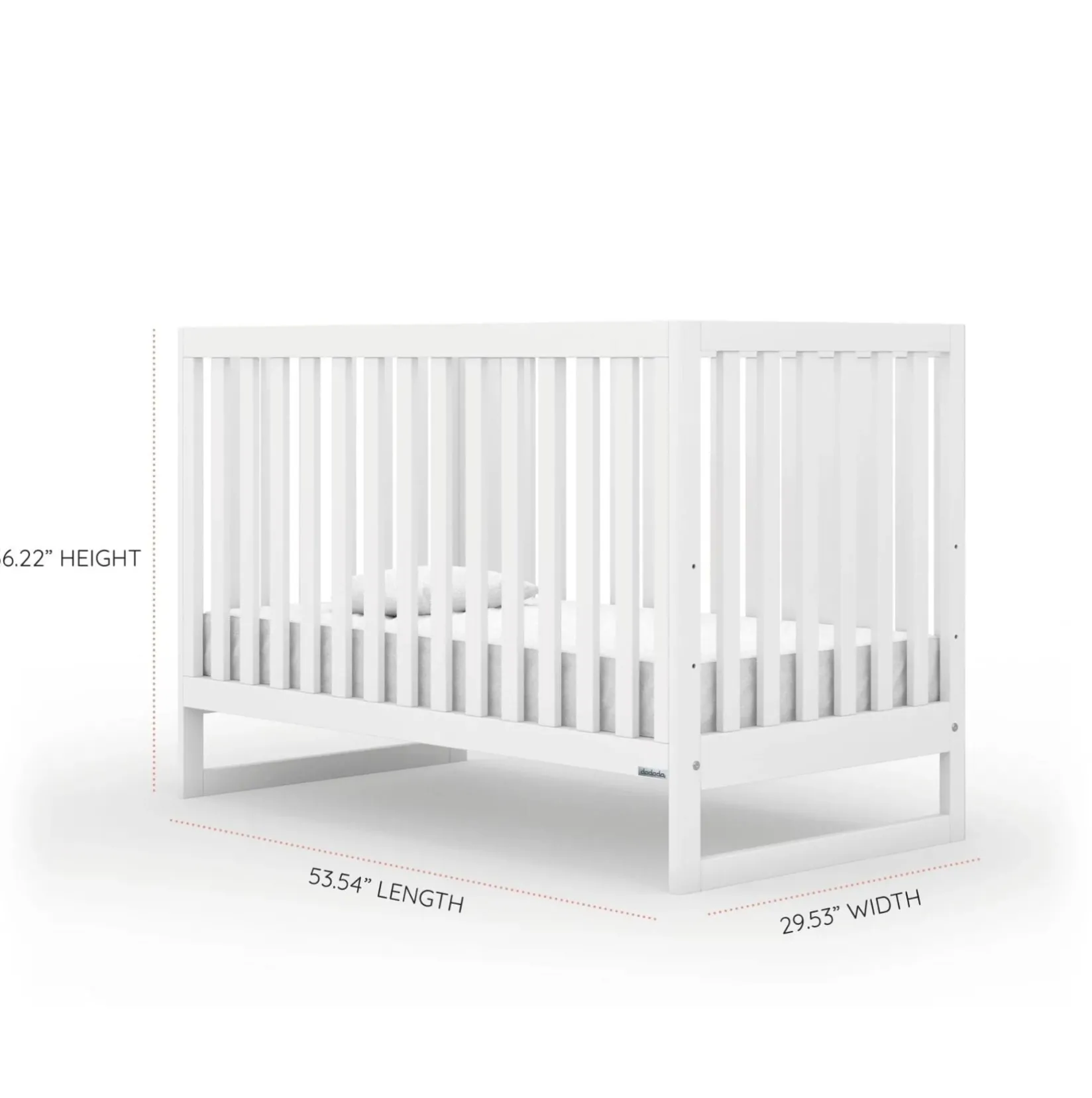 Cribs & Mattresses|Cribs & Mattresses>Dadada Baby Austin 3-In-1 Convertible Crib - White
