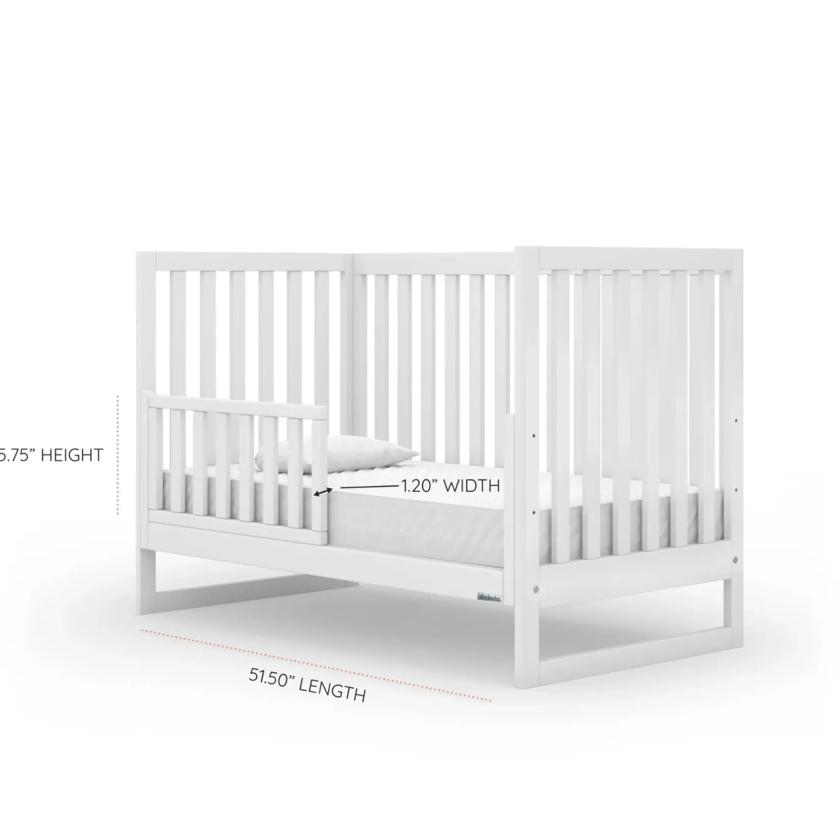 Cribs & Mattresses|Cribs & Mattresses>Dadada Baby Austin 3-In-1 Convertible Crib - White