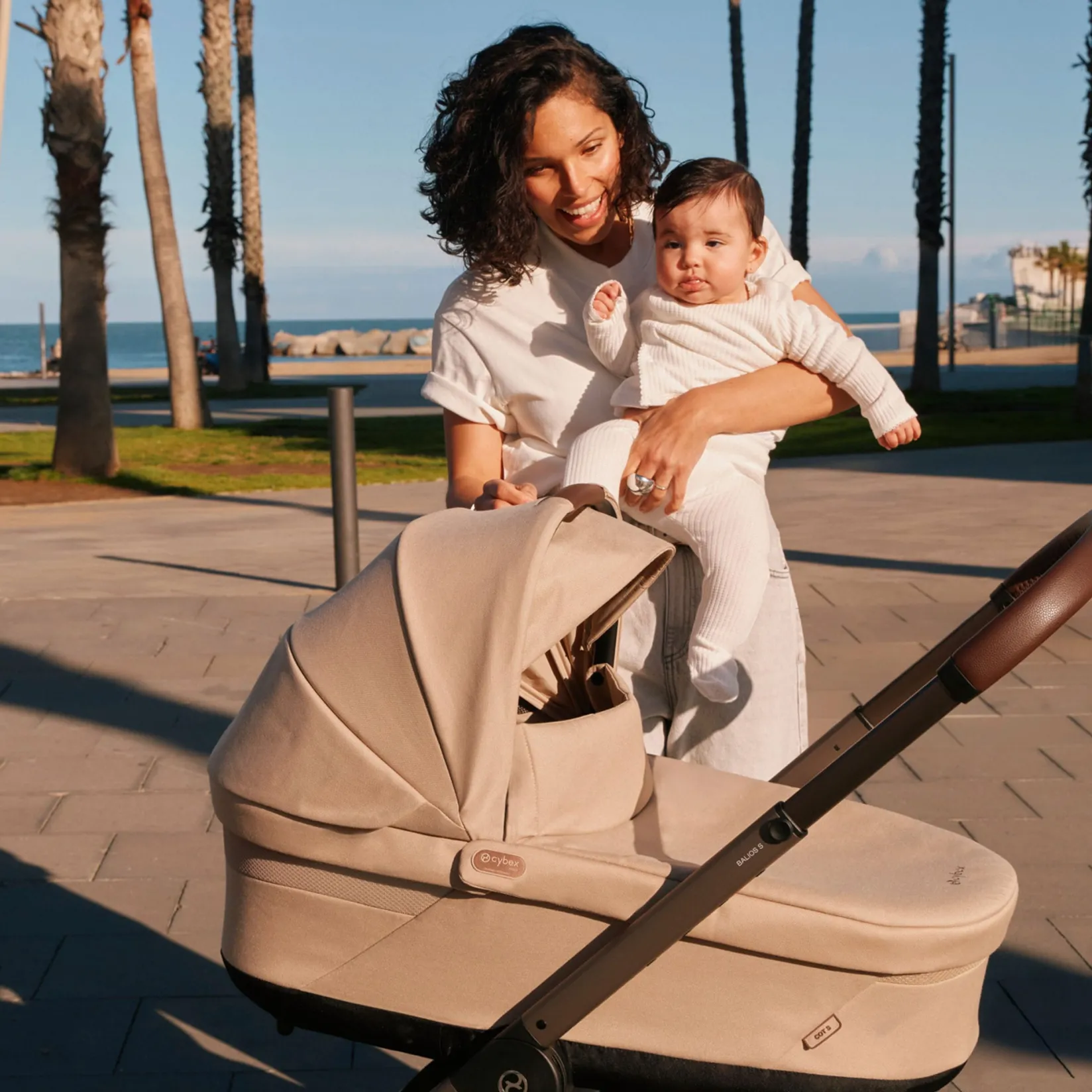 Strollers|Strollers & Trailers>Cybex Balios S Lux Bassinet - Almond Beige