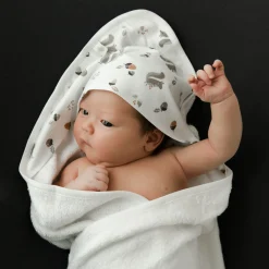 Bath Accessories|Towels & Wipes>Perlimpinpin Bamboo Hooded Towel - Squirrel