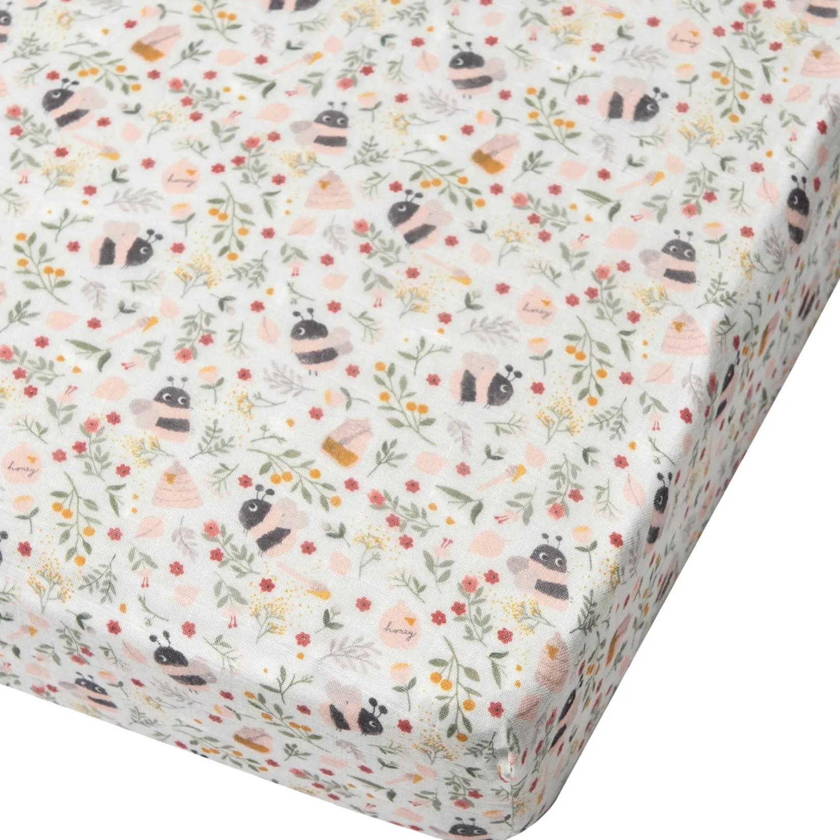 Sheets|Bedding>Loulou Lollipop Bamboo Muslin Fitted Crib Sheet - Bumble Bees