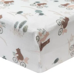 New Bamboo Muslin Fitted Crib Sheet - Bears on Bikes Kids Sheets|Bedding