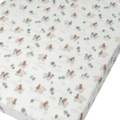 New Bamboo Muslin Fitted Crib Sheet - Bears on Bikes Kids Sheets|Bedding