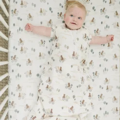 New Bamboo Muslin Fitted Crib Sheet - Bears on Bikes Kids Sheets|Bedding