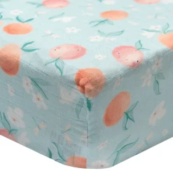 Sheets|Bedding>Loulou Lollipop Bamboo Muslin Fitted Crib Sheet - Peaches