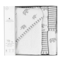Towels & Wipes|Towels & Wipes>Living Textiles Bath Gift Set 5 Pieces - Grey Elephant