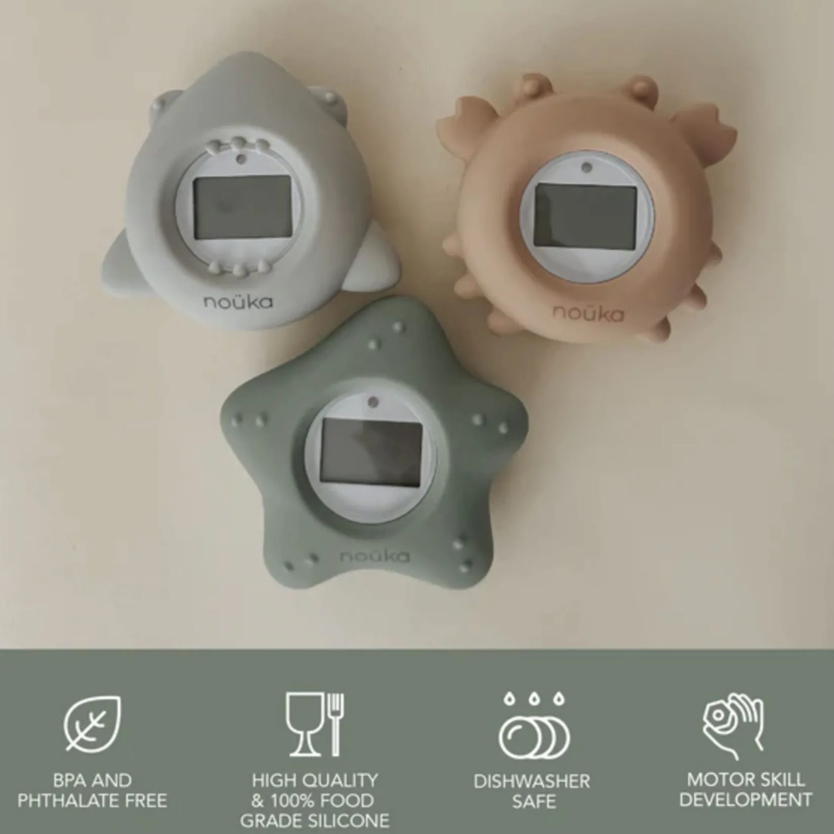 Bath Accessories>Nouka Bathtub Safety Thermometer Crab - Soft Blush