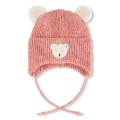 Beanies>Deux par Deux Bear Knit Hat 3-36m Pink