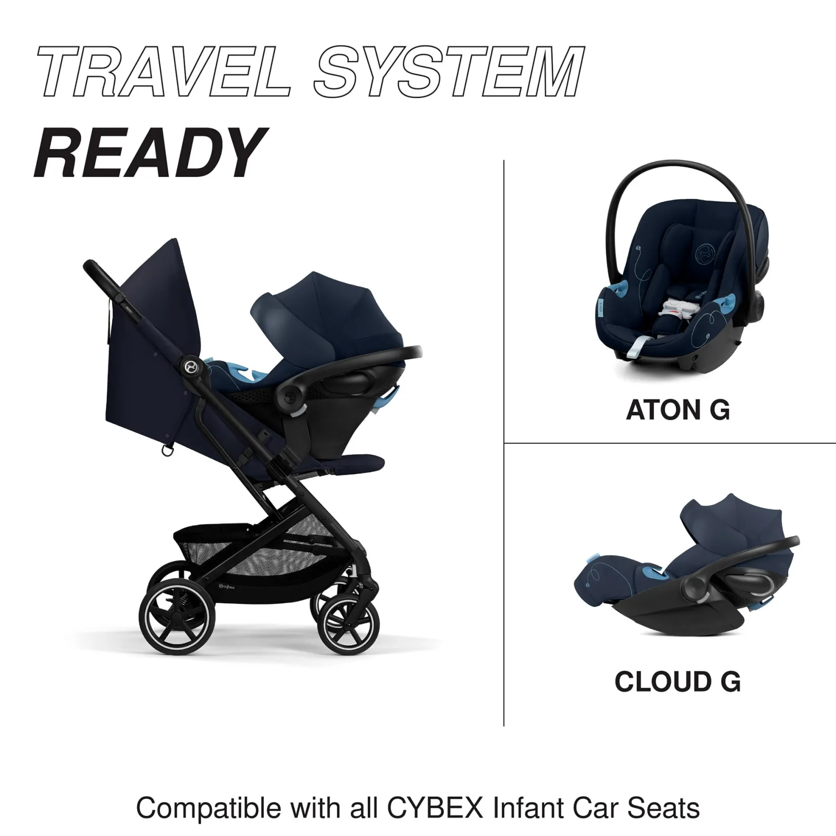 Strollers|Strollers & Trailers>Cybex Beezy 2 Compact City Stroller - Dark Blue