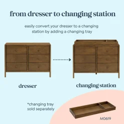 Outlet Birdie 6-Drawer Dresser - Walnut Storage Furniture