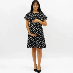 Dresses, Skirts & Jumpsuits>Bella Maternite Floral Maternity Dress Black
