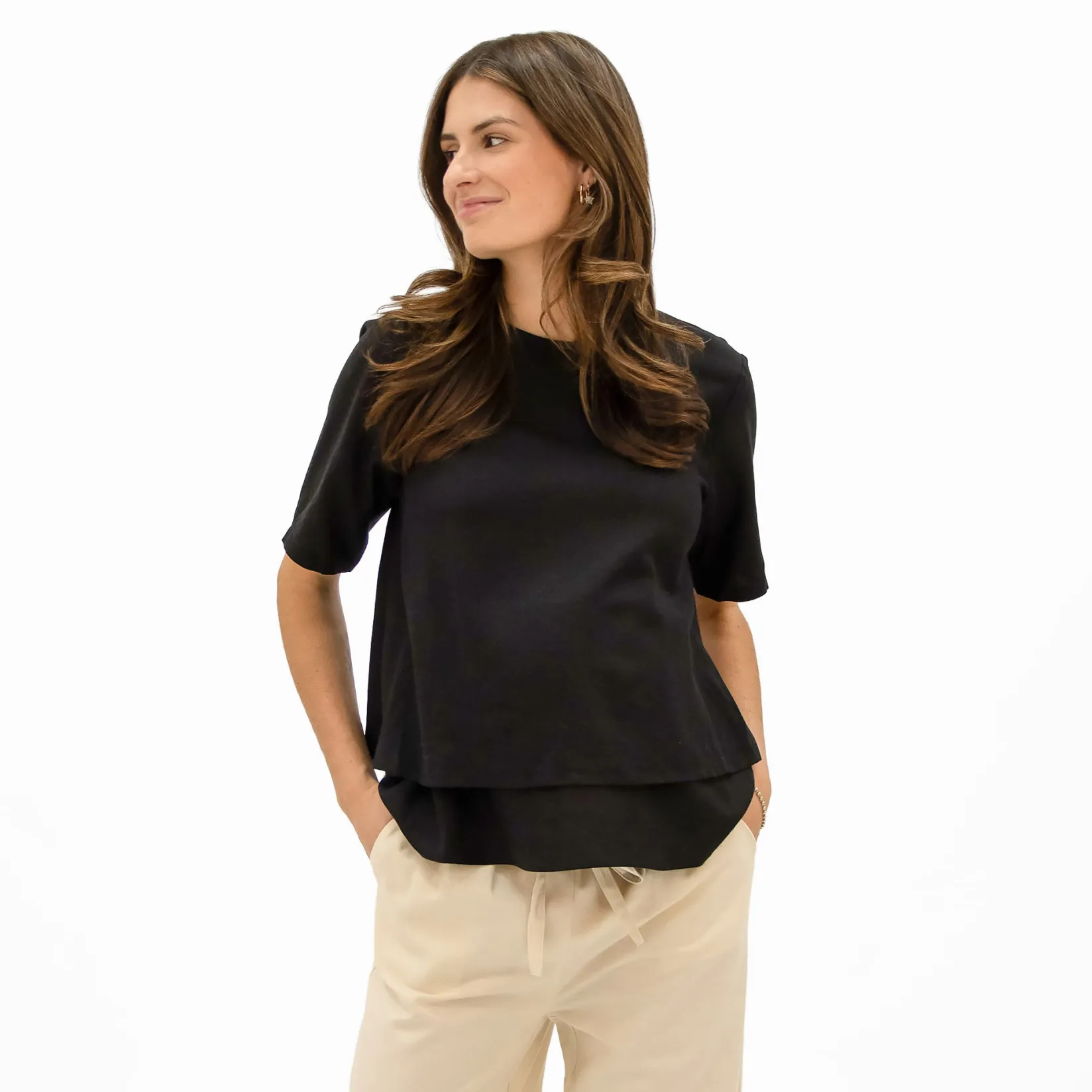 Tops>Bella Maternite Nursing Top Black