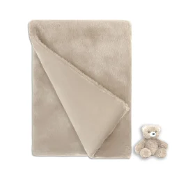 Blanket with Plush Friends- Taupe Kids Blankets|Blankets