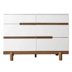 Clearance Bliss 6-Drawers Dresser - White / Walnut Storage Furniture