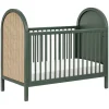 Cribs & Mattresses|Cribs & Mattresses>Babyletto Bondi Cane 3-in-1 Convertible Crib with Toddler Bed Kit - Green / Natural Cane
