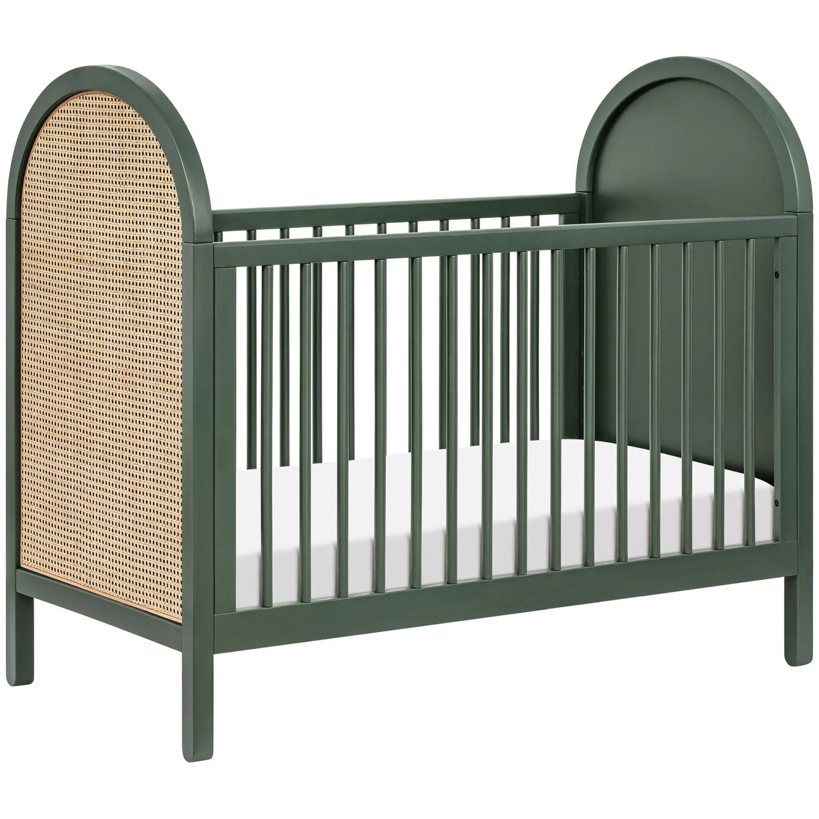 Cribs & Mattresses|Cribs & Mattresses>Babyletto Bondi Cane 3-in-1 Convertible Crib with Toddler Bed Kit - Green / Natural Cane