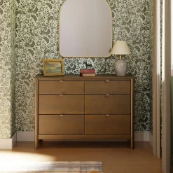 Discount Bondi 6-Drawer Assembled Dresser - Natural Walnut Storage Furniture