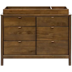 Discount Bondi 6-Drawer Assembled Dresser - Natural Walnut Storage Furniture