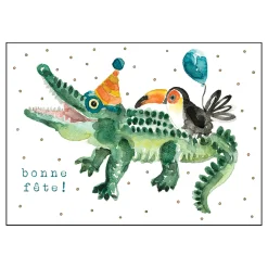 Greeting Cards|Party Supplies>STÉPHANIE RENIÈRE ILLUSTRATION Bonne Fête Crocodile Wish Card
