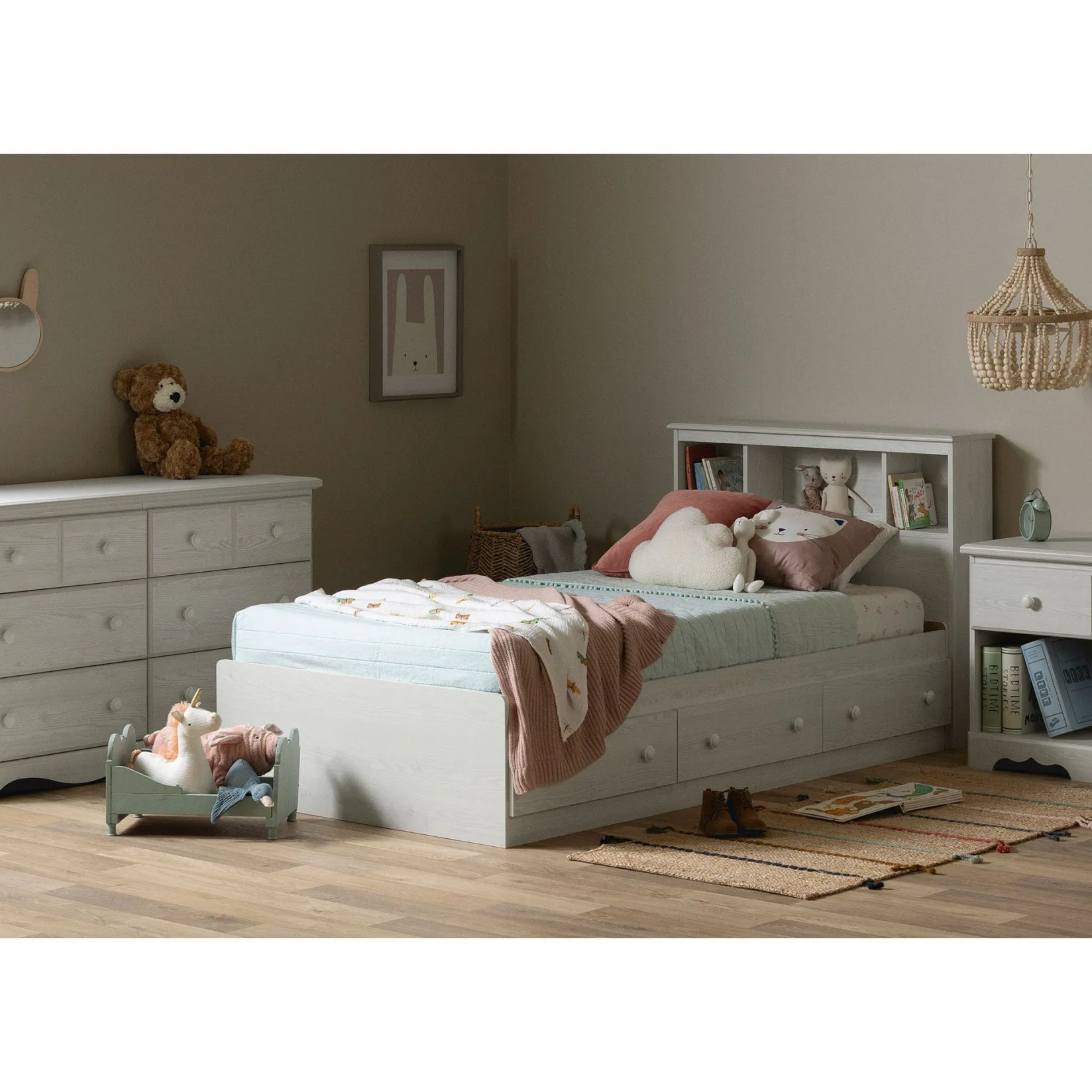 Sale Bookcase headboard Summer Breeze - White Pine Twin, Full & Queen Beds
