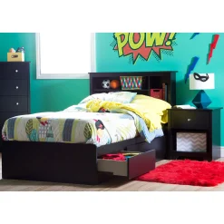 Hot Bookcase Twin Headboard - Vito Pure Black Twin, Full & Queen Beds