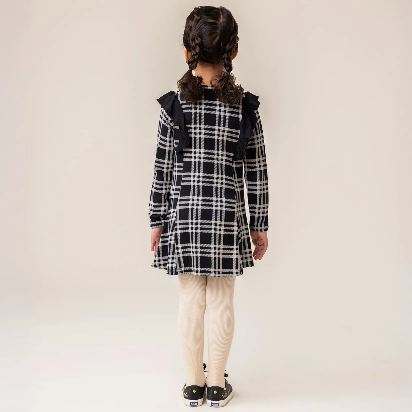 Dresses & Rompers>Nano Bow Plaid Dress 2-12 Black