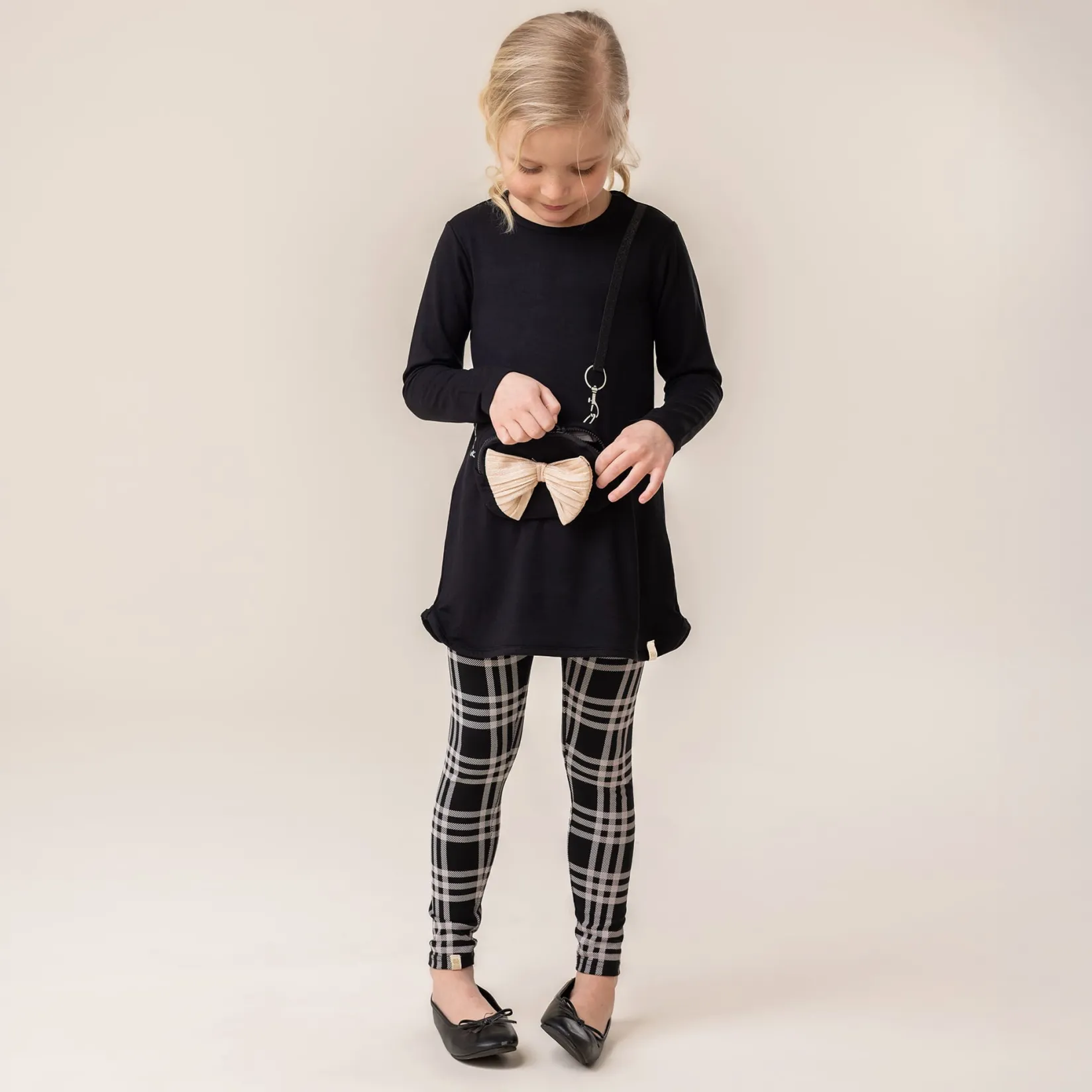 Leggings & Jeggings>Nano Bow Plaid Legging 2-12 Black